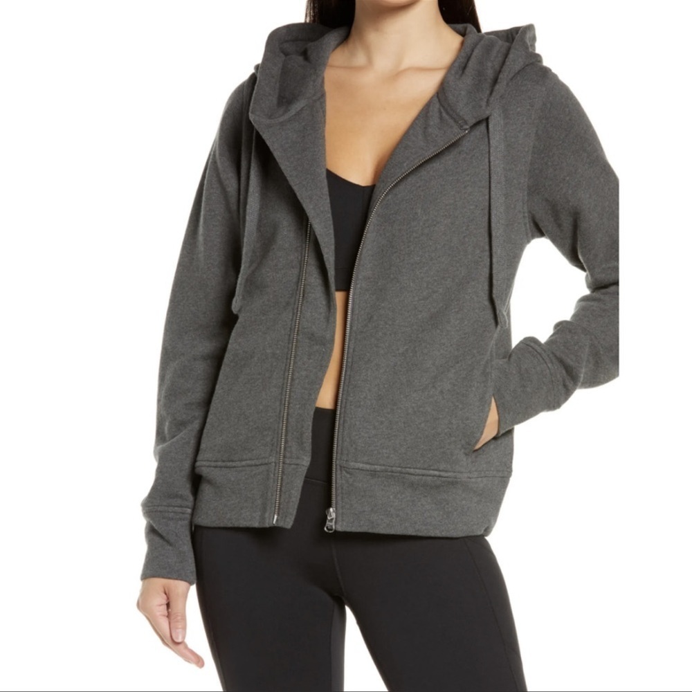 Zella West Coast Asymmetrical Zip Hoodie Gray Sz L